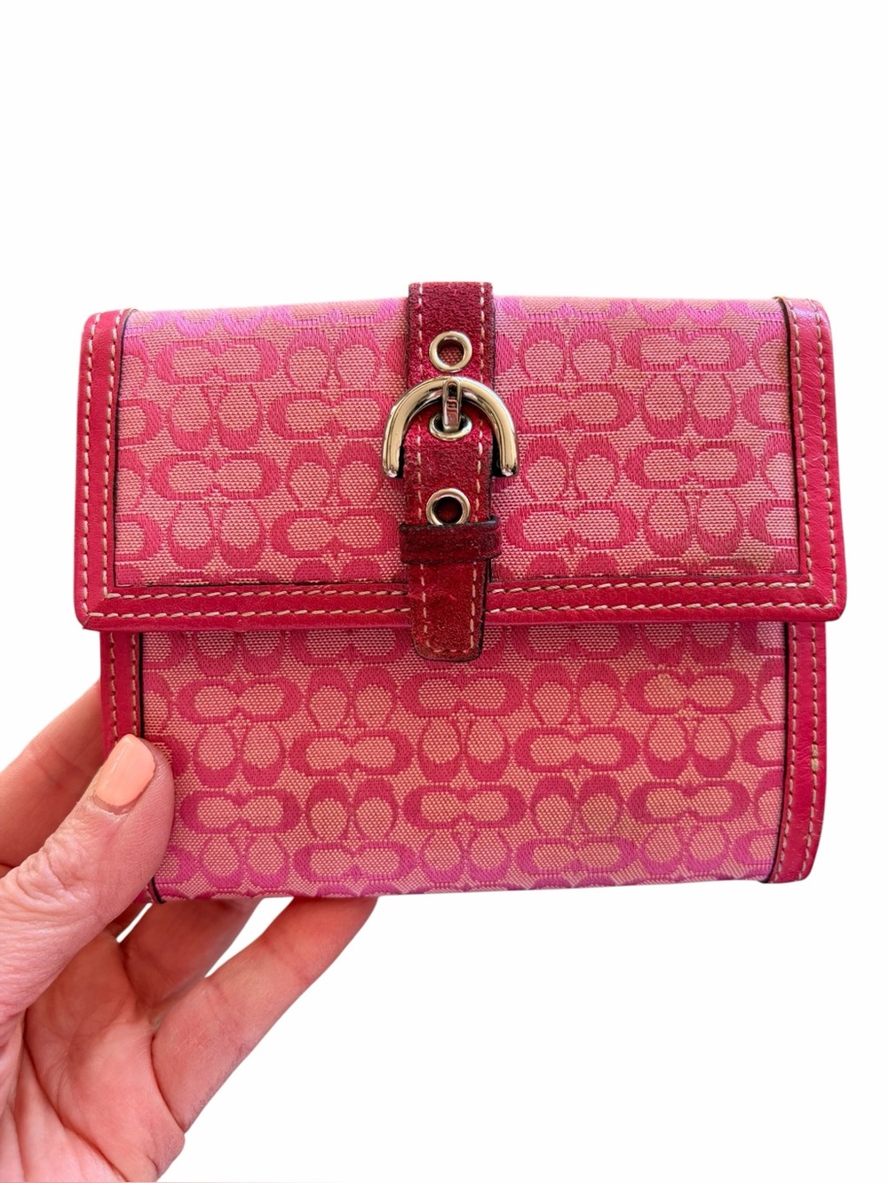 Coach Fuchsia Signature Wallet with Buckle Y2K